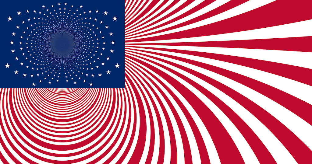 Stylized American flag with spiral patterns